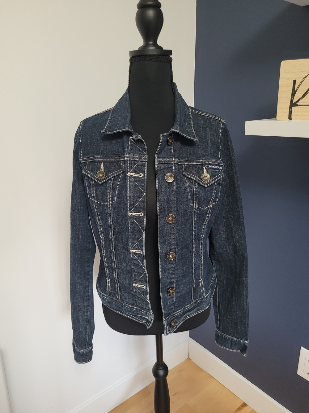 Calvin Klein Women's Dark Blue Denim Jacket - Small - Excellent Condition